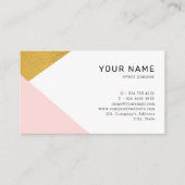 Minimalistische moderne roze en gouden geometrisch visitekaartje (Voorkant)
