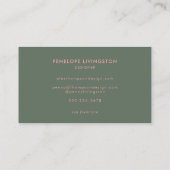Minimalistische moderne roze groene script typogra visitekaartje (Achterkant)