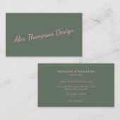 Minimalistische moderne roze groene script typogra visitekaartje (Voorkant / Achterkant)