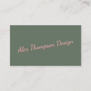 Minimalistische moderne roze groene script typogra visitekaartje