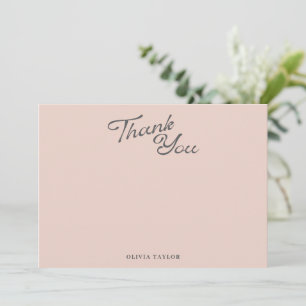 Minimalistische moderne roze retro script baby sho bedankkaart