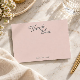 Minimalistische moderne roze retro script baby sho bedankkaart