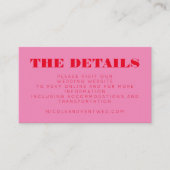 Minimalistische moderne roze rode chique bruiloft  informatiekaartje (Voorkant)
