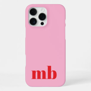 Minimalistische Moderne Roze Rode Initiaal Monogra iPhone 16 Pro Max Hoesje