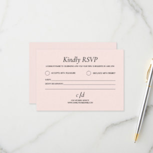 Minimalistische moderne roze rood huwelijk RSVP kaartje
