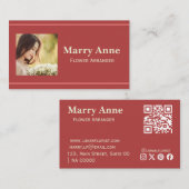 Minimalistische moderne roze roos bloemist Elegant Visitekaartje (Voorkant / Achterkant)