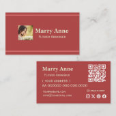 Minimalistische moderne roze roos bloemist visitekaartje (Voorkant / Achterkant)