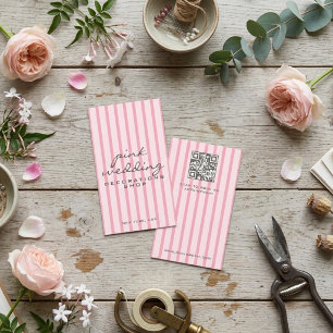 Minimalistische moderne roze strepenpatroon script visitekaartje