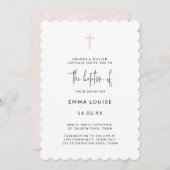 Minimalistische moderne roze waterverf doop schelp kaart (Voorkant / Achterkant)