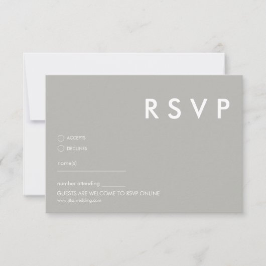 Minimalistische moderne RSVP-kaart | grijze bruilo Kaart (Voorkant)