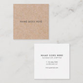 Minimalistische moderne Rustic Kraft Square Busine Vierkante Visitekaartje (Voorkant / Achterkant)