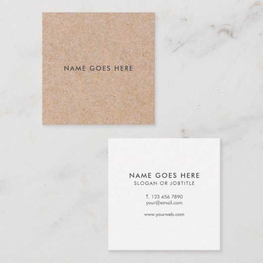 Minimalistische moderne Rustic Kraft Square Busine Vierkante Visitekaartje (Voorkant / Achterkant)