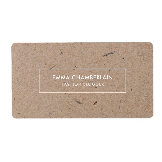 Minimalistische Moderne Rustieke Kraft Papier Etiket (Voorkant)