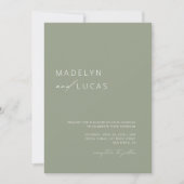 Minimalistische moderne Sage Green QR Code Wedding Kaart (Voorkant)