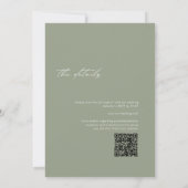 Minimalistische moderne Sage Green QR Code Wedding Kaart (Achterkant)