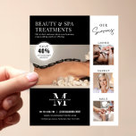 Minimalistische moderne salon schoonheid zakelijke flyer<br><div class="desc">Minimalistische Beauty Business marketingflyer met ruimte voor uw monogram of logo, diensten, contactgegevens en een fotocollage. Deze professionele spa- of salonpromotiefolder maakt het gemakkelijk om reclame te maken voor uw make-up, wimpers, wenkbrauwen, nagels of andere diensten en speciale korting voor potentiële klanten. *Foto's zijn alleen plaatsaanduidingen, u kunt ze vervangen...</div>