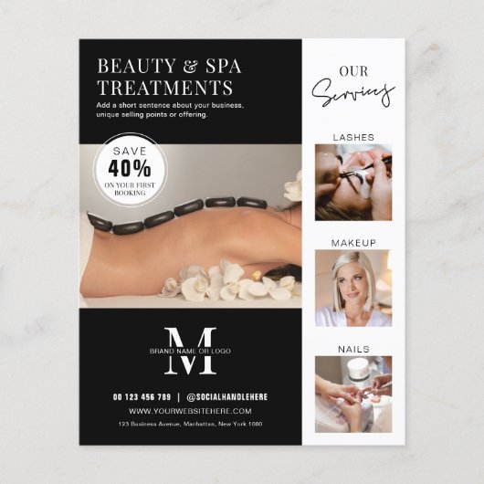Minimalistische moderne salon schoonheid zakelijke flyer (Voorkant)