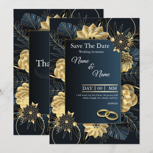 Minimalistische moderne save the date - Instant Do Kaart (Voorkant / Achterkant)