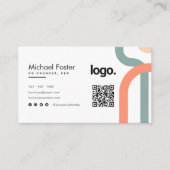Minimalistische moderne scanbare QR-code Visitekaartje (Voorkant)