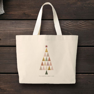 Minimalistische moderne Scandi eenvoudige kerstboo Grote Tote Bag