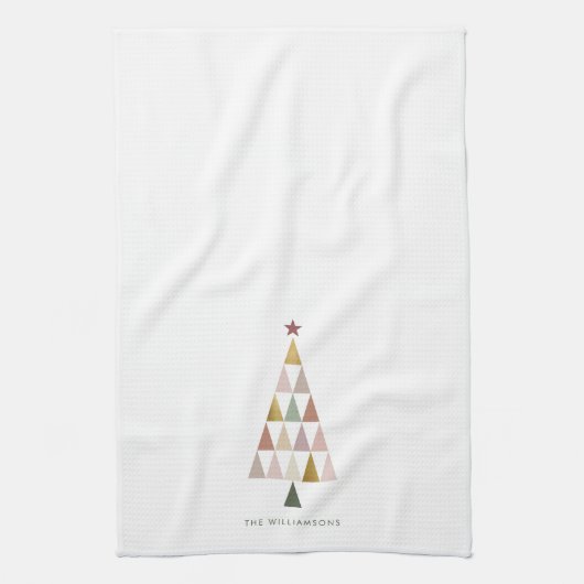 Minimalistische moderne Scandi eenvoudige kerstboo Theedoek (Verticaal)