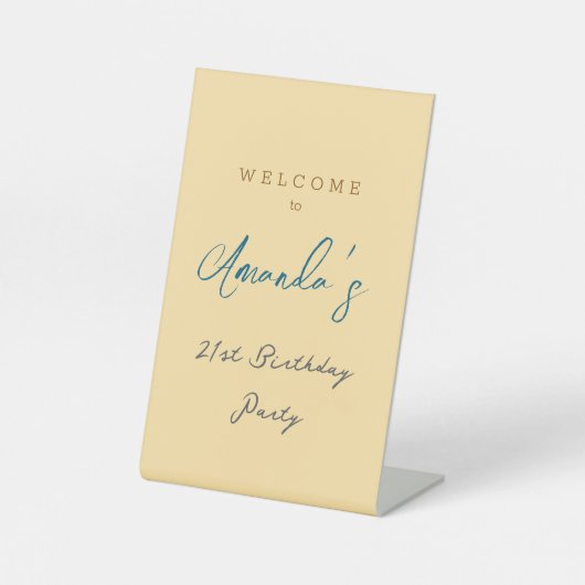 Minimalistische moderne schattige verjaardagsfeest reclamebord met voetstuk (Voorkant)