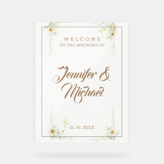 Minimalistische moderne Schattigee bruiloft welkom Acryl Bord (Voorkant)
