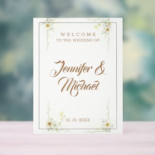 Minimalistische moderne Schattigee bruiloft welkom Acryl Bord (Neutraal)
