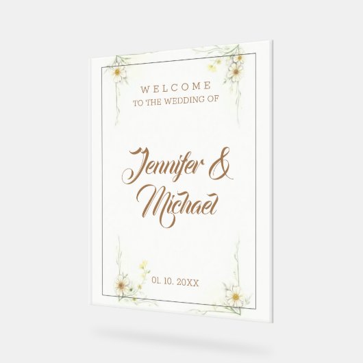 Minimalistische moderne Schattigee bruiloft welkom Acryl Bord (Hoek)