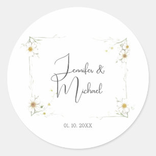 Minimalistische moderne Schattigee bruiloft welkom Ronde Sticker
