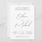 Minimalistische moderne schone script bruiloft + Q Kaart (Voorkant)