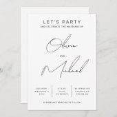 Minimalistische moderne schone script bruiloft + Q Kaart (Voorkant / Achterkant)