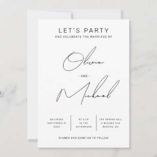 Minimalistische moderne schone script bruiloft + Q Kaart
