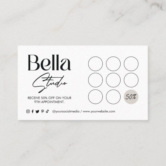 Minimalistische moderne schoonheidssalon klantenkaartje (Achterkant)
