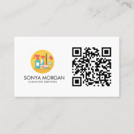 Minimalistische moderne schoonmaakdiensten QR-code Visitekaartje