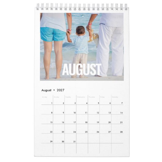 Minimalistische moderne script 2020-familiefoto kalender (Aug 2027)