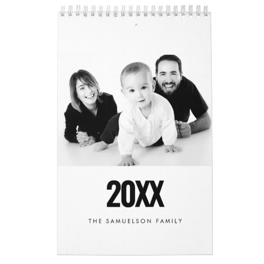 Minimalistische moderne script 2020-familiefoto kalender (Hoes)