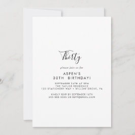 Minimalistische moderne script 30e verjaardagsuitn kaart