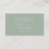 Minimalistische moderne script Boho Chic saliegroe Visitekaartje (Achterkant)