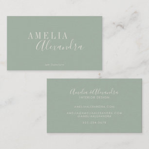 Minimalistische moderne script Boho Chic saliegroe Visitekaartje