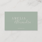 Minimalistische moderne script Boho Chic saliegroe Visitekaartje (Voorkant)