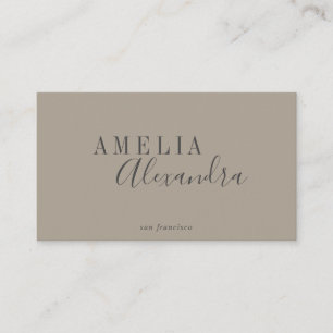 Minimalistische moderne script boho neutrale taupe visitekaartje