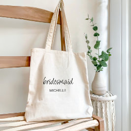 Minimalistische moderne script bruidsmeisje bruilo tote bag