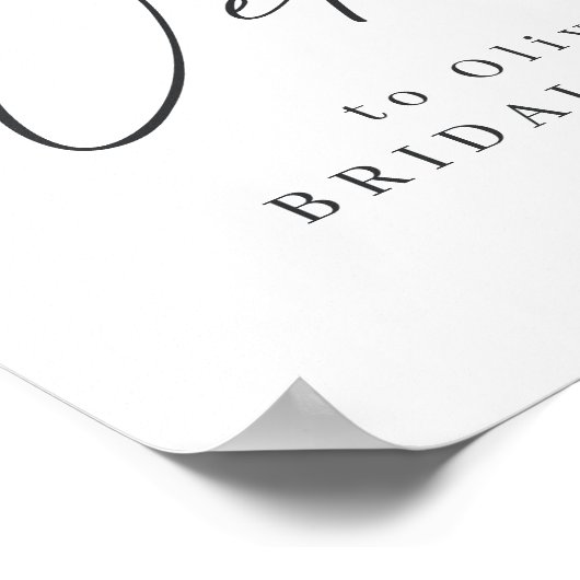 Minimalistische moderne script bruidsshower welkom poster (Hoek)