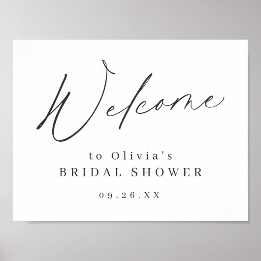 Minimalistische moderne script bruidsshower welkom poster (Voorkant)