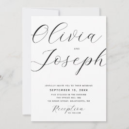 Minimalistische moderne script bruiloft. Foto en Q Kaart