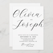 Minimalistische moderne script bruiloft. Foto en Q Kaart (Voorkant / Achterkant)