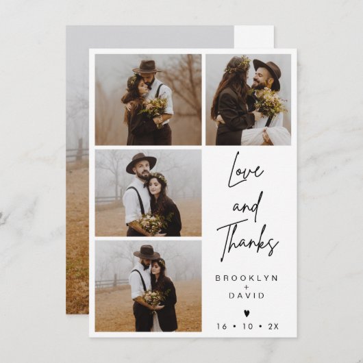 Minimalistische moderne script bruiloft fotokaart kaart (Voorkant / Achterkant)