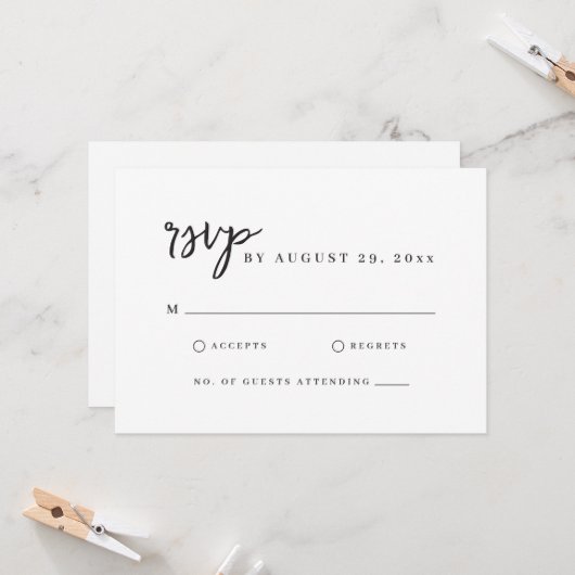 Minimalistische moderne script Eenvoudige witte RS Kaart (Voorkant / Achterkant in situ)