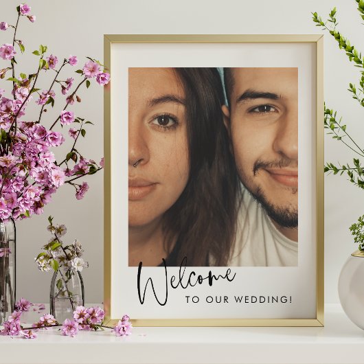 Minimalistische moderne script foto welkom bij het poster